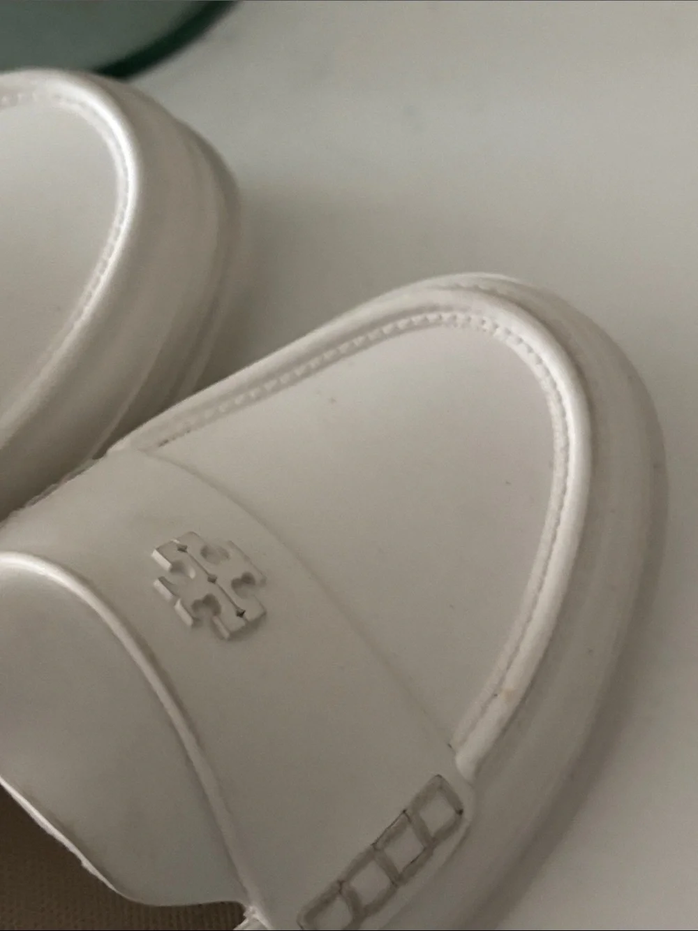 Tory Burch White Leather Platform Loafers with Logo